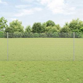Welded Wire Fence with 44 U Posts Silver 1x50 m Steel