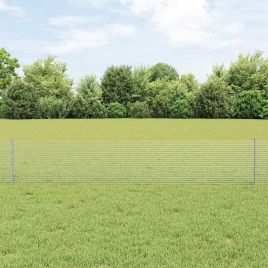Welded Wire Fence with 44 U Posts Silver 0.4x100 m Steel