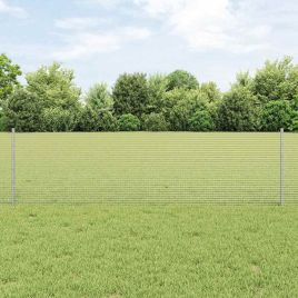 Welded Wire Fence with 44 U Posts Silver 0.6x100 m Steel