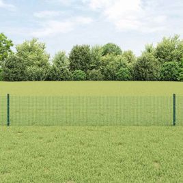 Welded Wire Fence with 5 U Posts Green 0.4x10 m Steel
