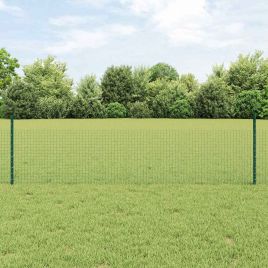 Garden Fence Set Set of 2 Green Powder-Coated Steel 10 x 0.5 m