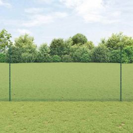 Welded Wire Fence with 5 U Posts Green 1.6x10 m Steel