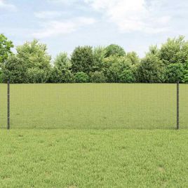 Welded Wire Fence with 5 U Posts Grey 0.6x10 m Steel