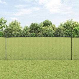 Welded Wire Fence with 10 U Posts Grey 1.4x10 m Steel