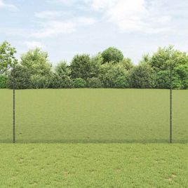 Welded Wire Fence with 10 U Posts Grey 1.6x10 m Steel