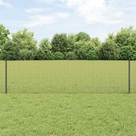 Welded Wire Fence with 44 U Posts Grey 0.6x100 m Steel