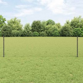 Fence Posts 11 pcs U-Channel Grey 60 cm Steel