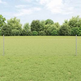 Hexagon Fence with 11 U Posts Silver 0.5x25 m Steel