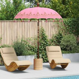 WAHMERE Balinese Parasol (180-190)x260 cm Cotton and Wood - Pink