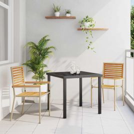 VAVCOVE Garden Stacking Chairs 2 pcs Brown and - Beige