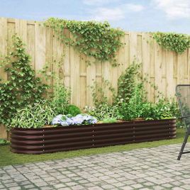 NEMVALE Garden Raised Bed 320x80x44 cm Steel - Brown