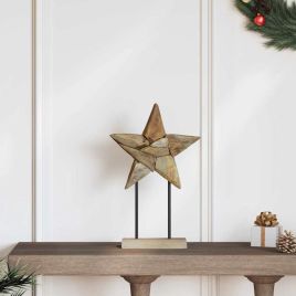 FROSTRO Christmas Star Brown 30 x 5 x 45 cm Solid Teak Wood