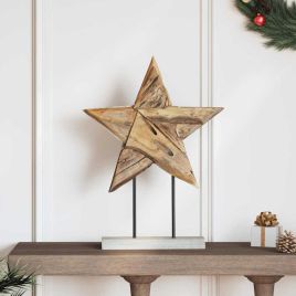 FROSTRO Christmas Star Brown 45 x 5 x 60 cm Solid Teak Wood