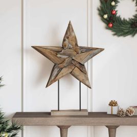 FROSTRO Christmas Star Brown 60 x 5 x 75 cm Solid Teak Wood