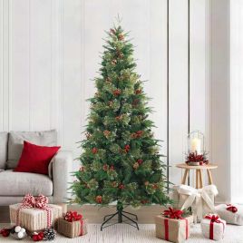 FLOSKA Artificial Hinged Christmas Tree Green 210 cm PVC, PE and Steel