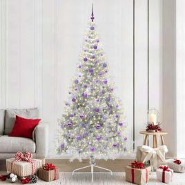 COZZIE Artificial Pre-lit Christmas Tree Silver 240 cm PET