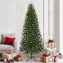 COZLYN Artificial Christmas Tree with 300 LEDs Green 210 cm PE and PVC