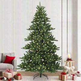 EMBERA Artificial Hinged Christmas Tree with 300 LEDs 240 cm PVC