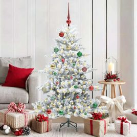 ELSERA Artificial Hinged Christmas Tree with 150 LEDs 150 cm PVC