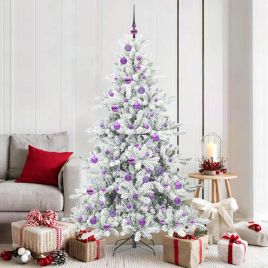 ELSERA Artificial Hinged Christmas Tree with 300 LEDs 180 cm PVC