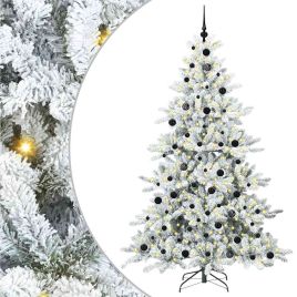 ELSERA Artificial Hinged Christmas Tree with 300 LEDs 210 cm PVC