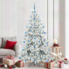 ELSERA Artificial Hinged Christmas Tree with 300 LEDs 210 cm PVC