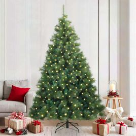ELSERA Artificial Christmas Tree with 300 LEDs Green 210 cm PE and PVC