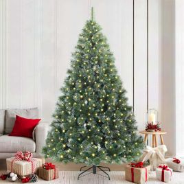 FIRILO Artificial Christmas Tree with 300 LEDs Green 210 cm PE and PVC