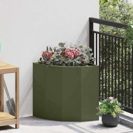 CLSRIDG Corner Planter Olive 45x45x50 cm Steel - Green
