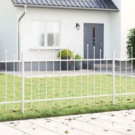 Garden Fence with Hoop Top White 13.6x1 m Steel