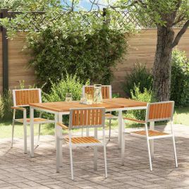 ROASH Outdoor Dining Set 5 pcs Solid Teak Wood - Brown