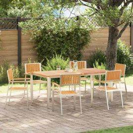 ROASH Outdoor Dining Set 7 pcs Solid Teak Wood - Brown