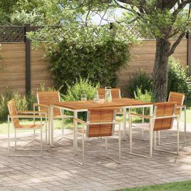ROASH Garden Dining Set 7 pcs Solid Acacia Wood - Brown