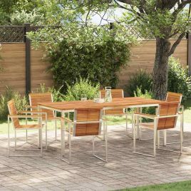 ROASH Garden Dining Set 7 pcs Solid Acacia Wood - Brown