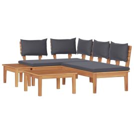 ERMFORD Garden Sofa Set 4 pcs and Grey - Brown
