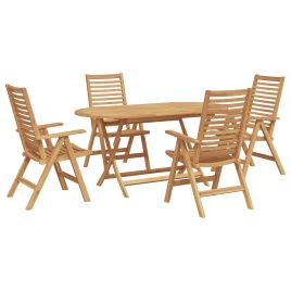 ERMFORD Garden Dining Set 5 pcs Solid Teak Wood - Brown