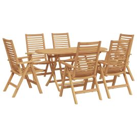 ERMFORD Garden Dining Set 7 pcs Solid Teak Wood - Brown
