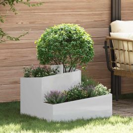 DASCOVE Garden Planter 60x60x50 cm Galvanised Steel - Silver