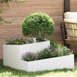 DASCOVE Garden Planter 80x80x50 cm Cold-rolled Steel - White