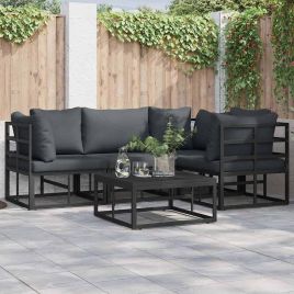 PRCOVE Garden Sofa Set with Cushion 5 pcs Aluminium - Black