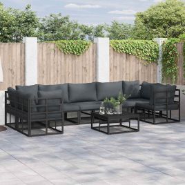 WAVUE Garden Sofa Set with Cushion 7 pcs Aluminium - Black