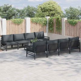 WAVUE Garden Sofa Set with Cushion 9 pcs Steel - Black