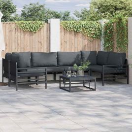 WAVUE Garden Sofa Set with Cushion 6 pcs Steel - Black