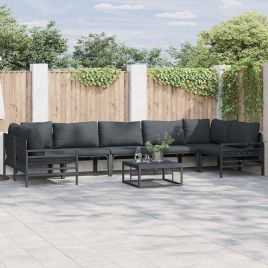 WAVUE Garden Sofa Set with Cushion 7 pcs Steel - Black