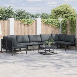 WAVUE Garden Sofa Set with Cushion 7 pcs Steel - Black