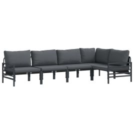 WAVUE Garden Sofa Set with Cushion 5 pcs Steel - Black