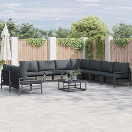 WAVUE Garden Sofa Set with Cushion 9 pcs Steel - Black
