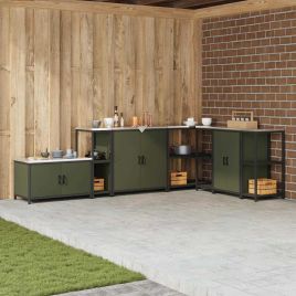 Kitchen Storage Shelf with Shelf with Storage Olive green Steel
