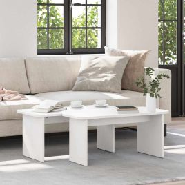 Coffee Table 2 Pieces White 100 x 69 x 35.5 cm Solid pine wood