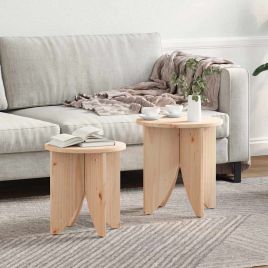 Coffee Table 2 Pieces Natural 41.5 x 41.5 x 44 cm Solid pine wood